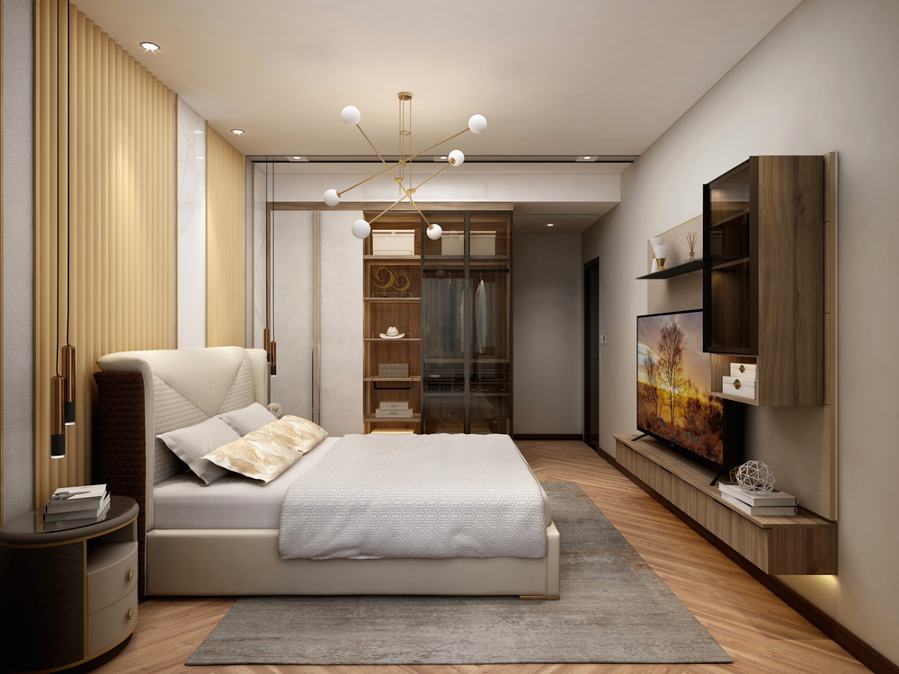 臥室電視墻半墻